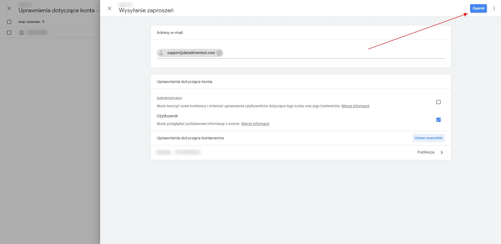 Google Tag Manager: Invite button