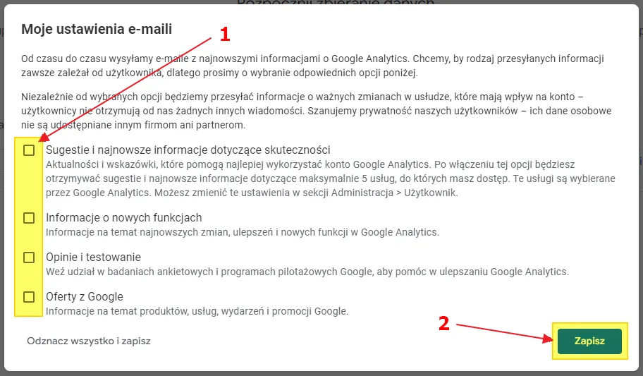 GA4 setup: email communications