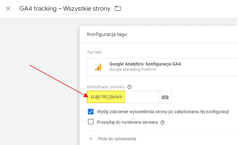 GA4 setup: Measurement ID in Tag Manager