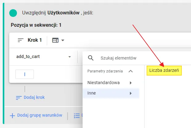 Creating a remarketing audience in GA4: parameter list