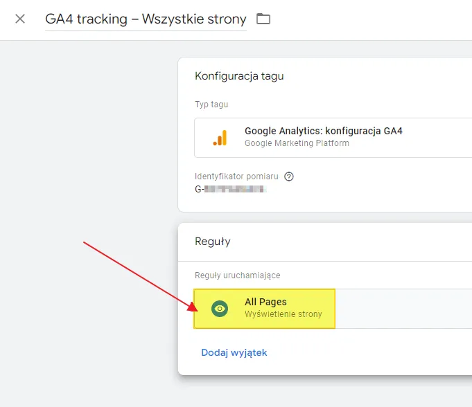 GA4 setup: All Pages trigger