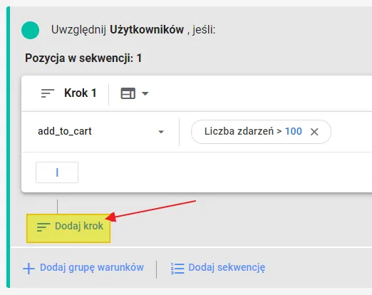 Creating a remarketing audience in GA4: Add step