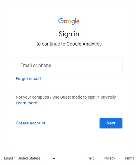 GA4 setup: sign in to Google Analytics