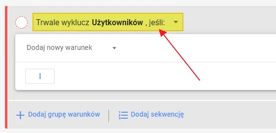 Creating a remarketing audience in GA4: permanently exclude users