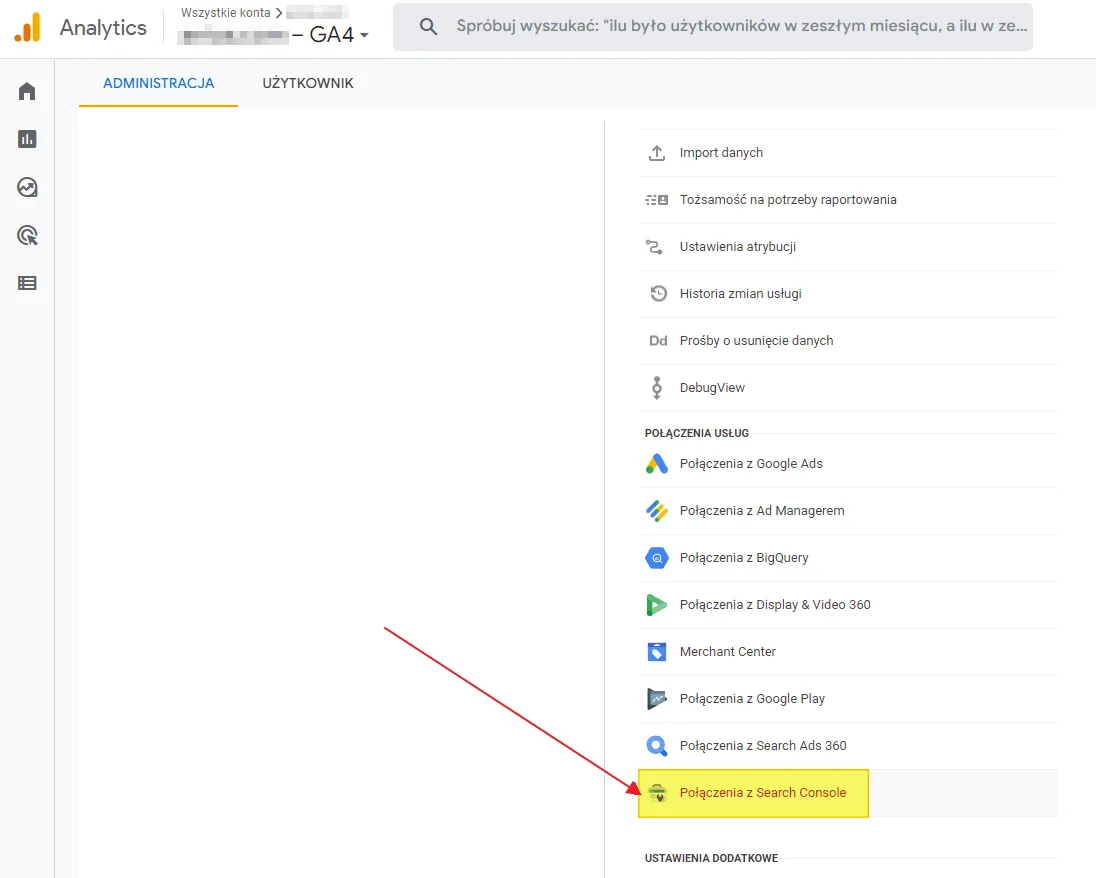 Linking Search Console to GA4: Search Console links