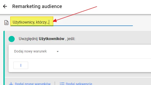 Creating a remarketing audience in GA4: audience description