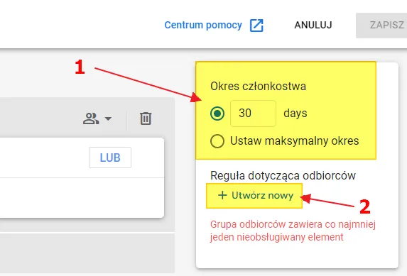 Creating a remarketing audience in GA4: membership duration