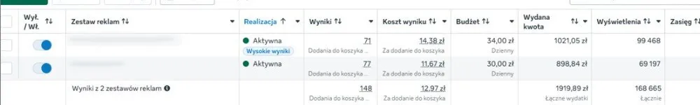Additional Meta Ads campaign results after optimization
