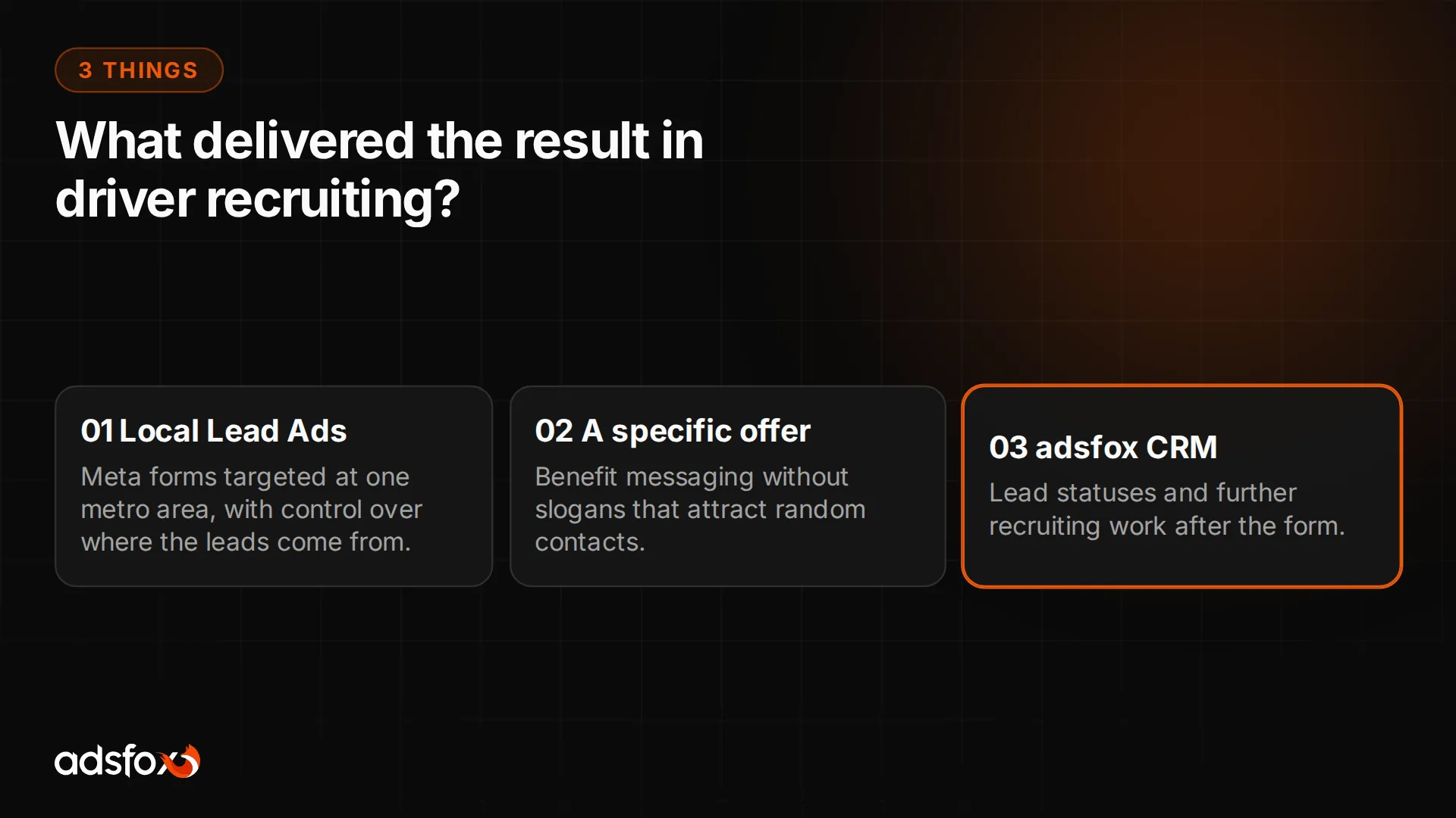 Three elements of the driver recruiting system built on Meta Lead Ads